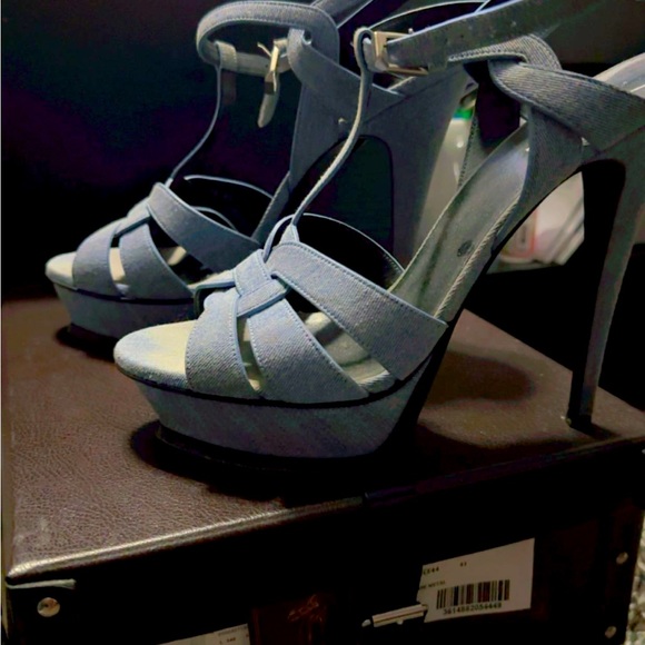 Yves Saint Laurent Shoes - Authentic saint Laurent denim,comfortable platform heels.